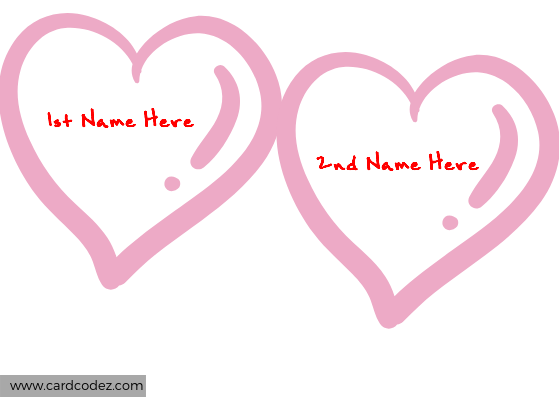 Free tool to make your love card with your and your lover name in pink hearts