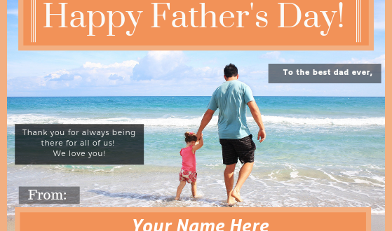 Write Name On Happy Father's Day Photo - Father and Daughter Greeting Card With Name