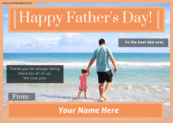 Write Name On Happy Father's Day Photo image card- Father and Daughter Greeting Card With Name