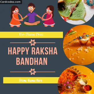 Write Your and Brother/Sister Name on Happy Raksha Bandhan Greeting Card