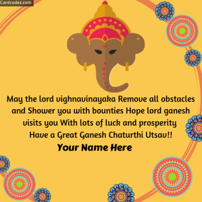 Make Happy Ganesh Chaturthi Photo Card with Name in English