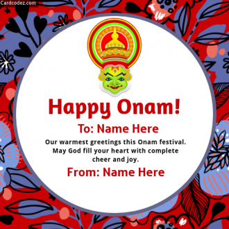 Name on Happy Onam Status Photo Wish Card