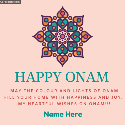 Write Name on Happy Onam Greeting Card Whatsapp status photo