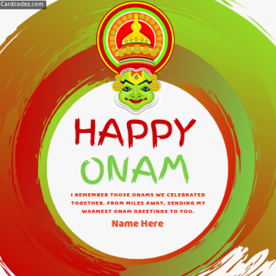 Write Name on Happy Onam Greeting Card for Friends