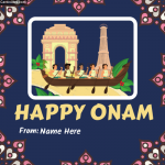 Write Name on Happy Onam Photo Card