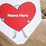 Write lover name on heart love letter Photo card