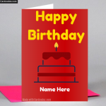 Write Name on Happy Birthday 🎂 Cake Greeting Card Photo