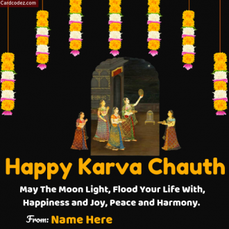 Write Name on Happy Karva Chauth Photo Status