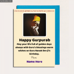 Write Name on Happy Gurpurab Greeting Card in English
