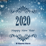 Write Name on Happy New Year Snow Card Whatsapp DP Photo