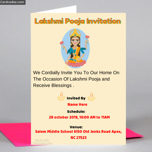 Lakshmi Pooja Invitation Card Maker Online - Card Codez - Name on Greeting  Cards