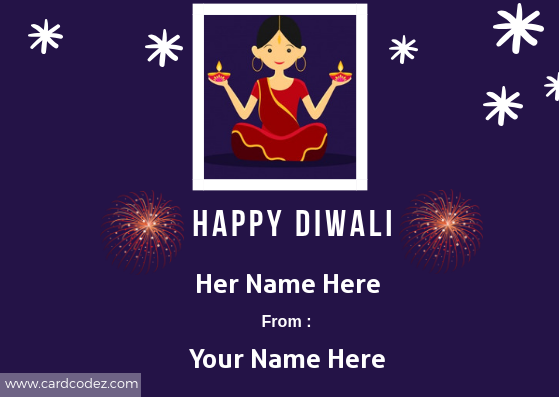 Write Name on Happy Diwali Greeting Card for Sister/Daughter