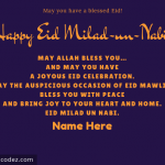 Write Name on Happy Eid Milad-un-Nabi Greeting Card