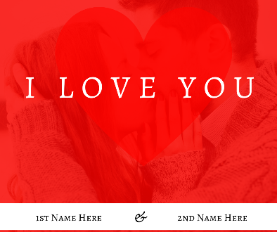Write Your and lover name on I Love You Couple Kiss Photo Card