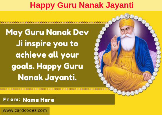 Write name on Happy Guru Nanak Jayanti Greeting Card