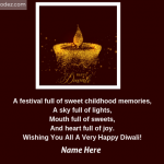 Write name on happy diwali to friends greeting card