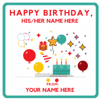 Write His/Her and Your Name on Happy Birthday Party Greeting Card ...