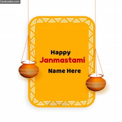 Happy Janmashtami Name Greeting Card