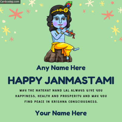 Happy Janmashtami Photo With Name - Wish Card whatsapp dp and status photos