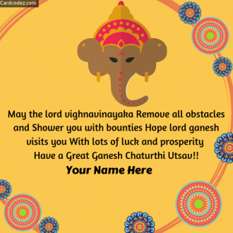 Make Happy Ganesh Chaturthi Photo Card with Name in English