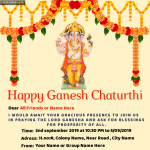 Make Online Ganesh chaturthi invitation whatsapp card with your name and date and address