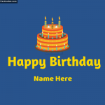 Simple Happy Birthday Cake Greeting Card With Name