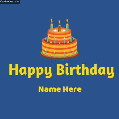 Simple Happy Birthday Cake Greeting Card With Name