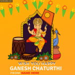 Wish you Happy Ganesh Chaturthi Greeting Card With Name