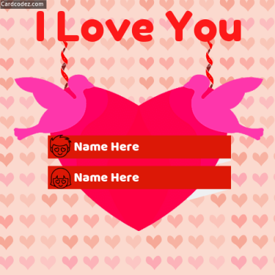 Write Lovers Name on I Love You Heart Greeting Card Photo