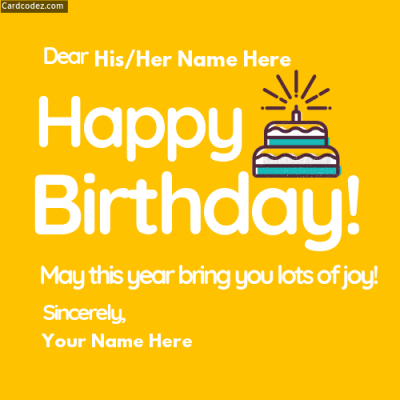 Write Name on Birthday Cake Photo Greeting Card
