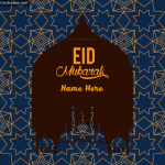Write Name on Eid Mubarak Greeting Carda