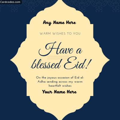 Write Name on Eid al-Adha/BAKREED (bakrid) Greeting Card