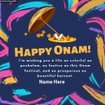 Write Name on Onam Festival Greeting Card