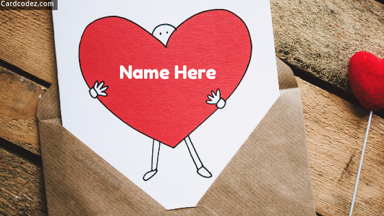 Write lover name on heart love letter Photo card
