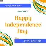 Write name on Wish You a Happy Independence Day Greeting Card photo