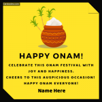 Write name on happy onam wish name card