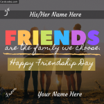 Write your and your friend name on happy friendship day greeting card