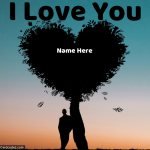 Write Name on I Love You Tree in Heart Shape Dark Evening