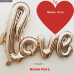 Write Name on Love Balloon Photo Card