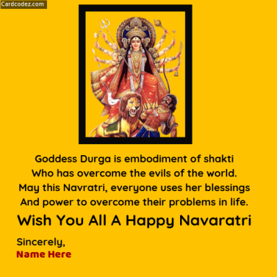 Write Name on Wish You All A Happy Navaratri Greeting Photo Card