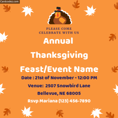 Generate online Annual Thanksgiving Feast invitation