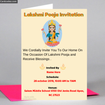 Lakshmi Pooja Invitation Card Maker Online