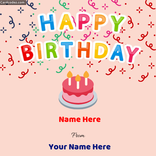 Write Name on Happy Birthday Photo - Card Codez - Name on Greeting Cards