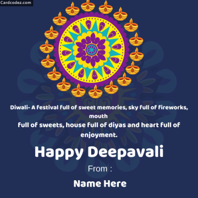 Write Name on Happy Deepavali Rangoli Photo Wish Card