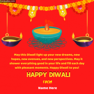Write Name on Happy Diwali Greeting Card Photo