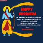 Write Name on Happy Dussehra English Greeting Card