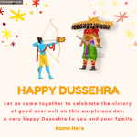 Write Name on Happy Dussehra Wishes Photo Card