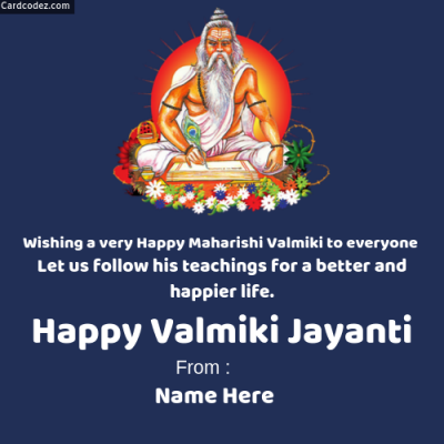 Write Name on Happy Valmiki Jayanti Photo Status
