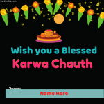 Write Name on Wish Happy Karva Chauth to Couple Photo