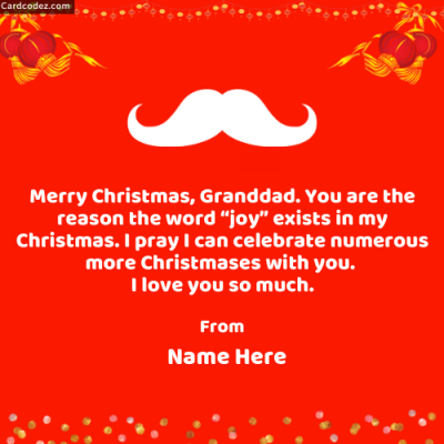 Write Name on Merry Christmas Grandpa Greeting Card
